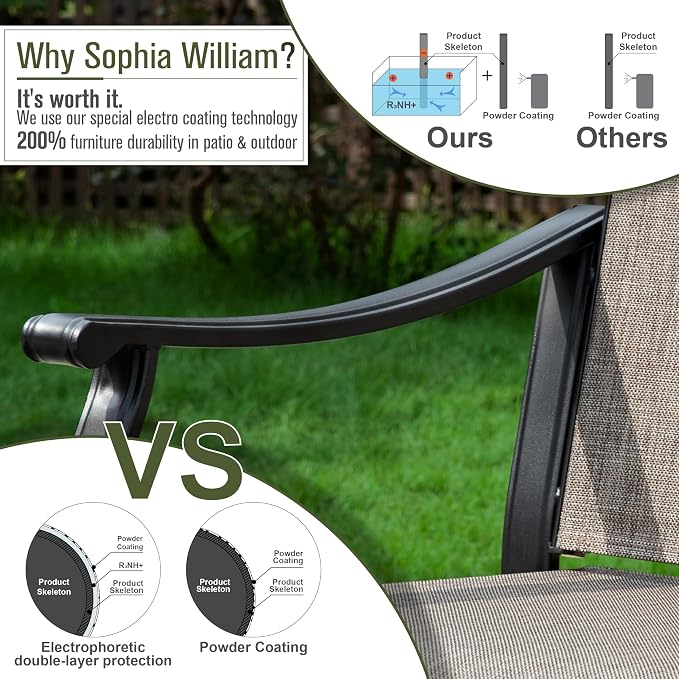 Sophia & William Outdoor Dining Set 5 Pieces, 4 Comfortable Textilene Chairs - Image 6