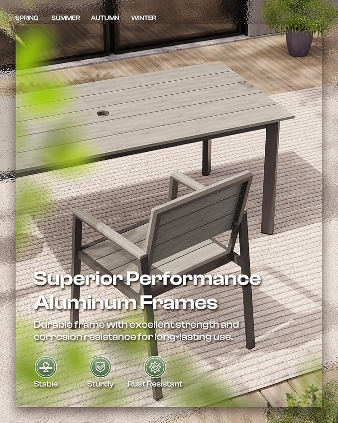 Outdoor Patio Dining Chairs Set of 2, 350LBS Capacity Aluminum Patio Dining - Image 5