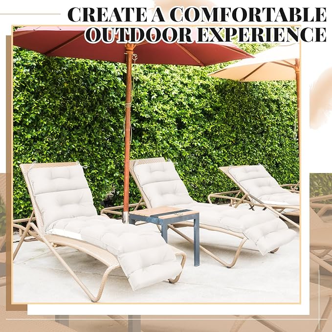 Kigley 2 Pcs Chaise Lounge Cushions 75 x 22 x 5 Inches Soft Lounge Chair - Image 6