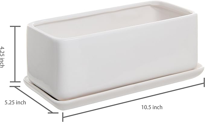 MyGift 10 Inch Modern Unglazed White Ceramic Indoor Plant Pot - Image 5