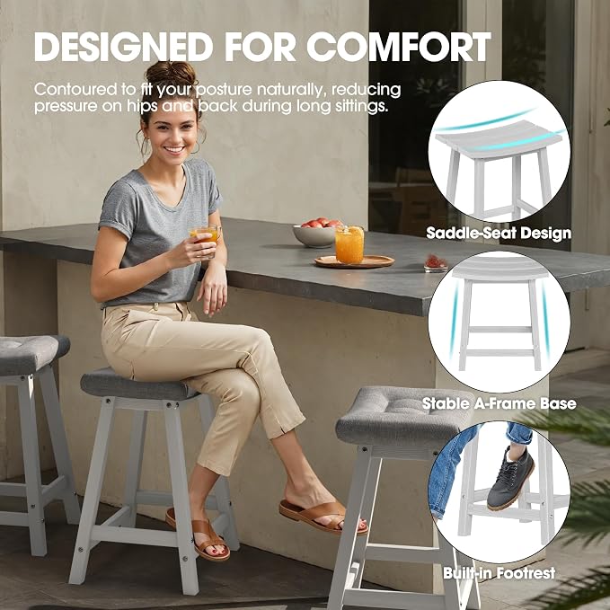 Ciokea 4 Set 24" Outdoor Bar Stools - Image 4
