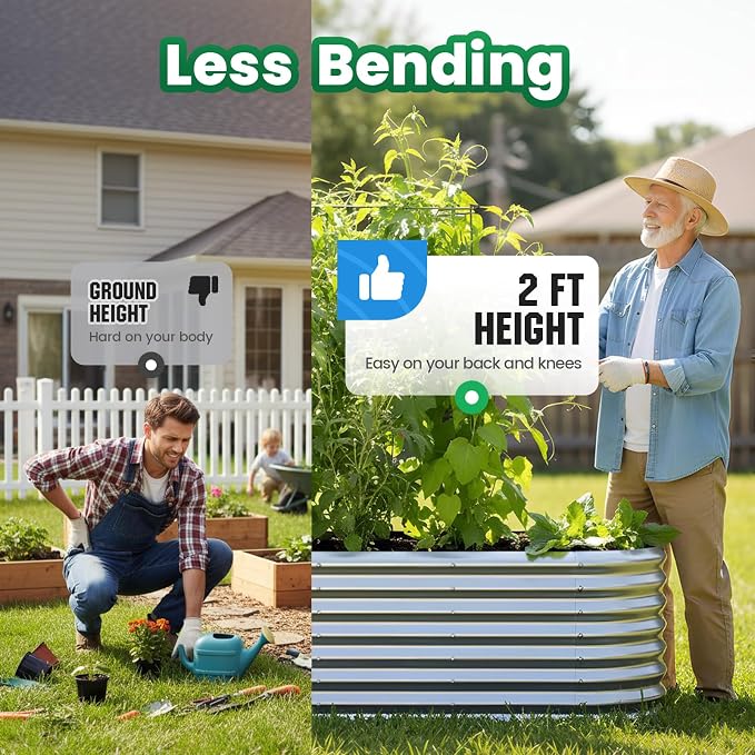 Quictent Raised Garden Bed Kit Oval Galvanized Metal Planter Box Tall - Image 3