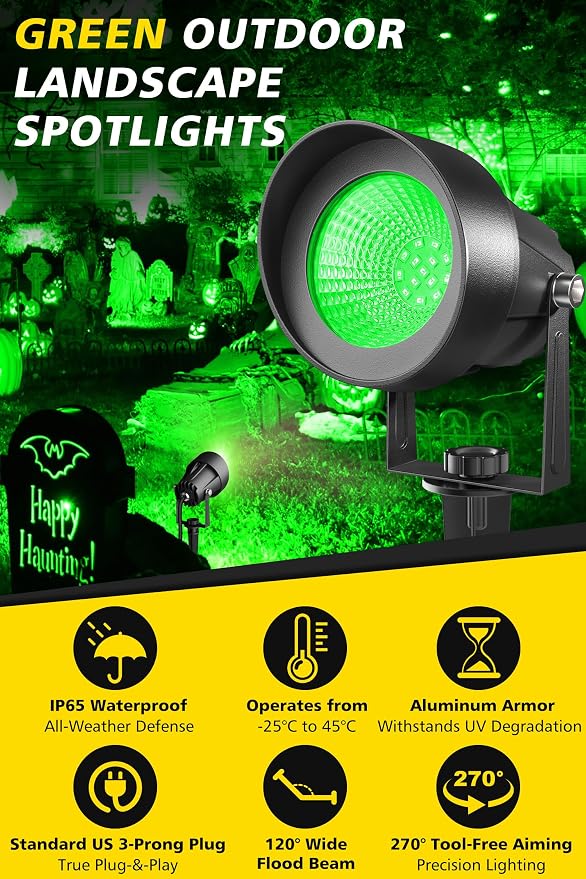 T-SUN Green Spotlight Outdoor, Waterproof LED Landscape Lighting - Image 2