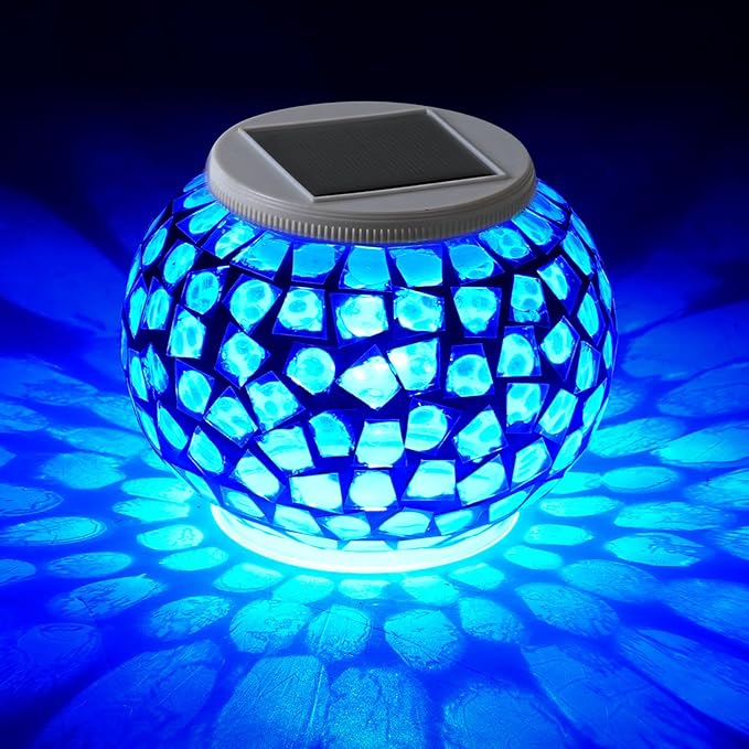 Color Changing Solar Powered Glass Mosaic Ball Led Garden Lights Rechargeable by WSgift