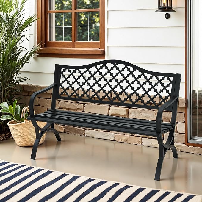 MFSTUDIO 50" Lucky Clover Outdoor Bench, Durable Patio Garden Bench Park Chair by MFSTUDIO