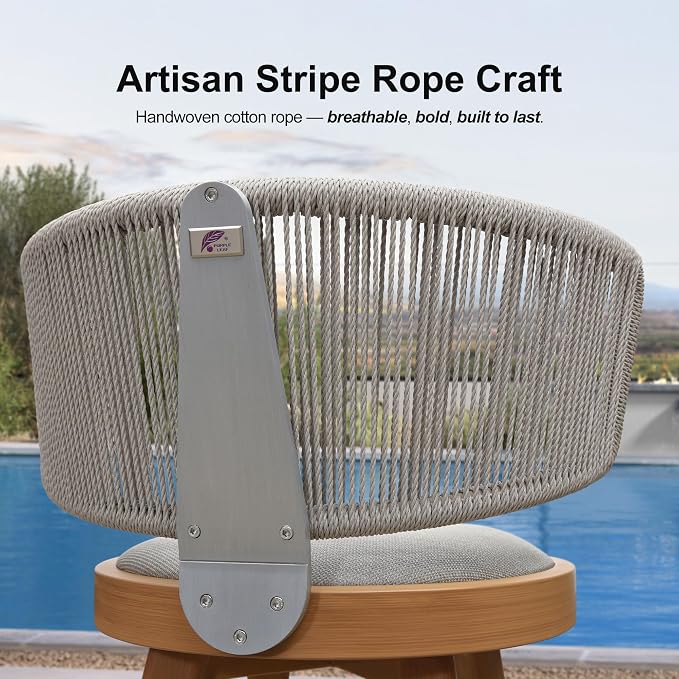PURPLE LEAF Outdoor Bar Stools Set of 2 30 Inch Patio Swivel Bar Stool Chairs - Image 8