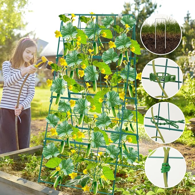 17 x 42 Inch Garden Trellis for Raised Beds Foldable Climbing Plant Support - Image 5