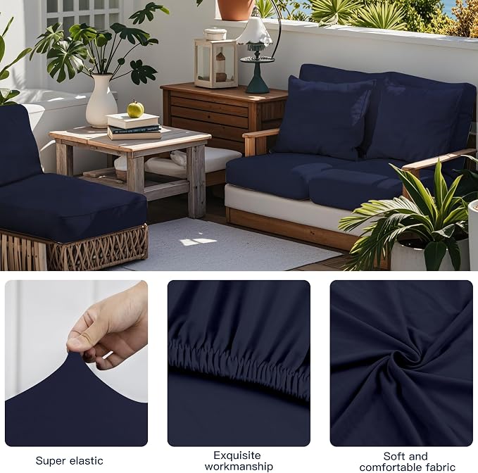 12-Piece Outdoor Cushion & Pillow Cover Set, 8 Seat Covers + 4 Pillow Covers - Image 4