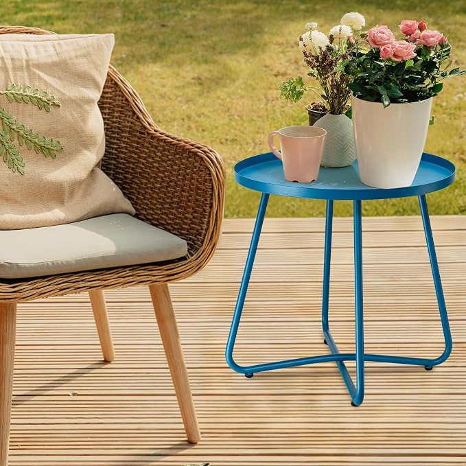 danpinera Outdoor Side Tables, Weather Resistant Steel Patio Side Table - Image 10