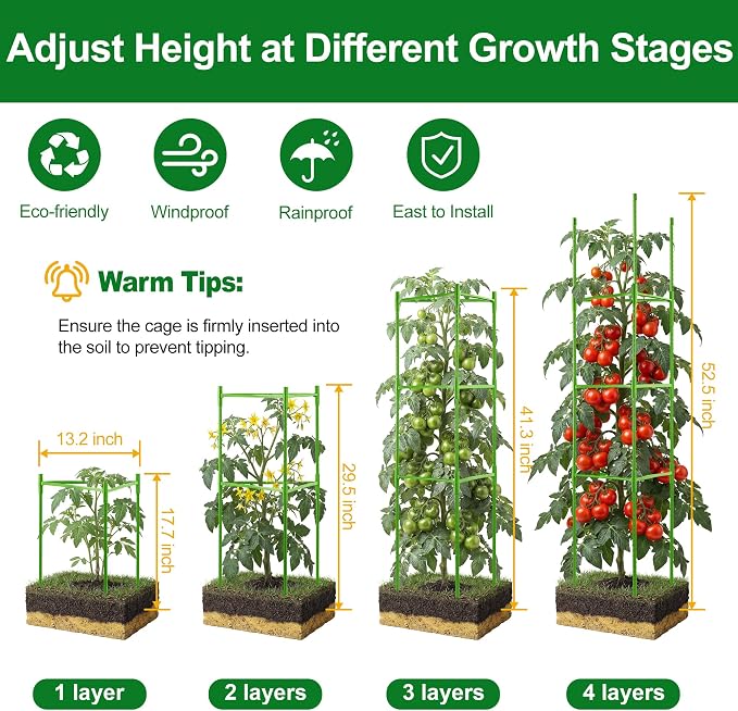 WAENLIR 6-Pack Tomato Cage for Garden, Plant Stakes for Pots, Durable Tomato - Image 3