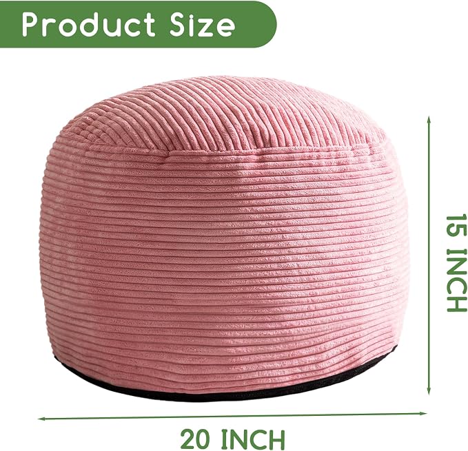 HIGOGOGO Round Stuffed Pouf Ottoman, Corduroy Poufs - Image 2