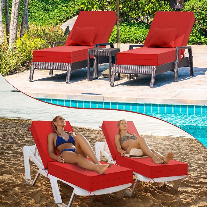 Outdoor Water-Resistant Olefin Chaise Lounge Cushions - Image 7