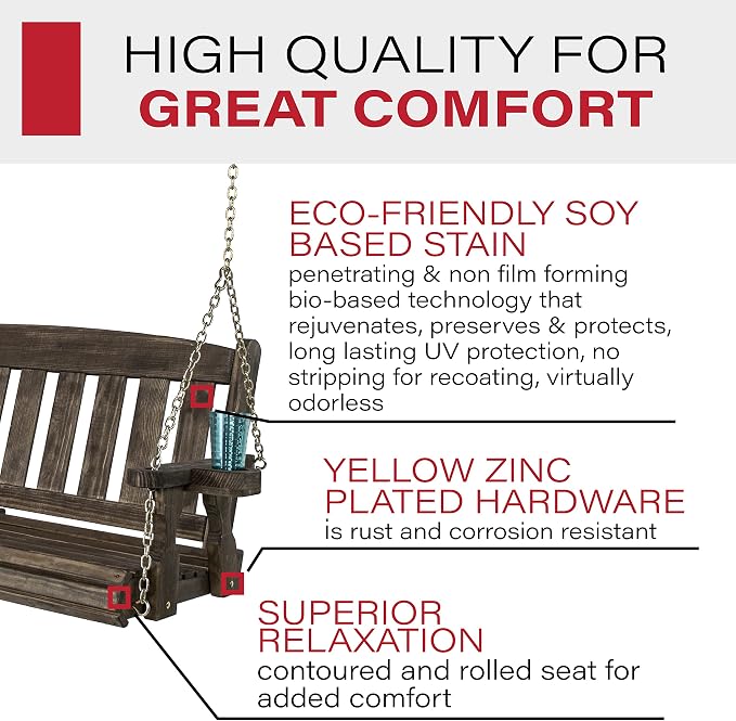 Amish Casual Heavy Duty 800 Lb Mission Treated Porch Swing - Image 3