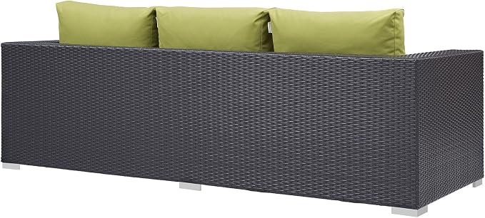 Modway Convene Wicker Rattan Outdoor Patio Sofa in Espresso Peridot - Image 5