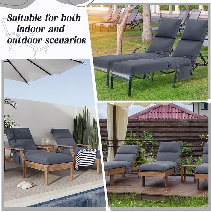 Kigley 2 Pcs Chaise Lounge Cushions, 77.9 x 20.5 x 4.7 Inch Outdoor Lounge - Image 6
