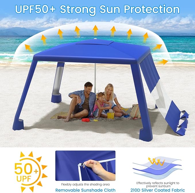 MoKo Beach Cabana, UPF 50+ Protection Easy Setup Beach Tent Sun Shelter - Image 5