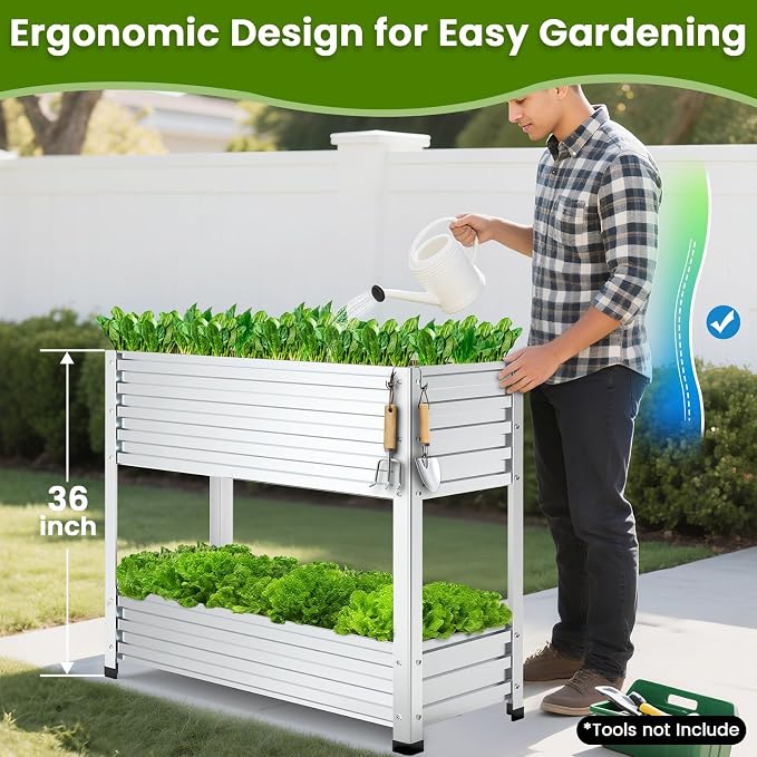 2-Tier Galvanized Raised Garden Bed - Image 4