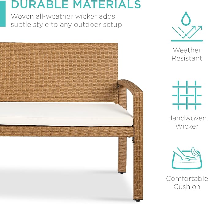 Best Choice Products Outdoor Bench 2-Person Wicker Garden Patio Benches Seating - Image 5