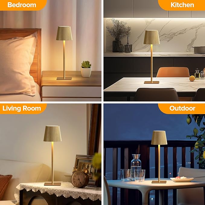 LUTEC 4 Pack Cordless Table Lamp, 6000mAh Rechargeable Battery Operated Desk - Image 6