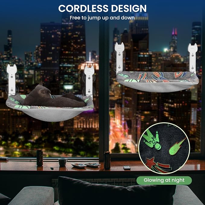 Cat Window Perch, Glow in The Dark Foldable Cat Hammock - Image 4