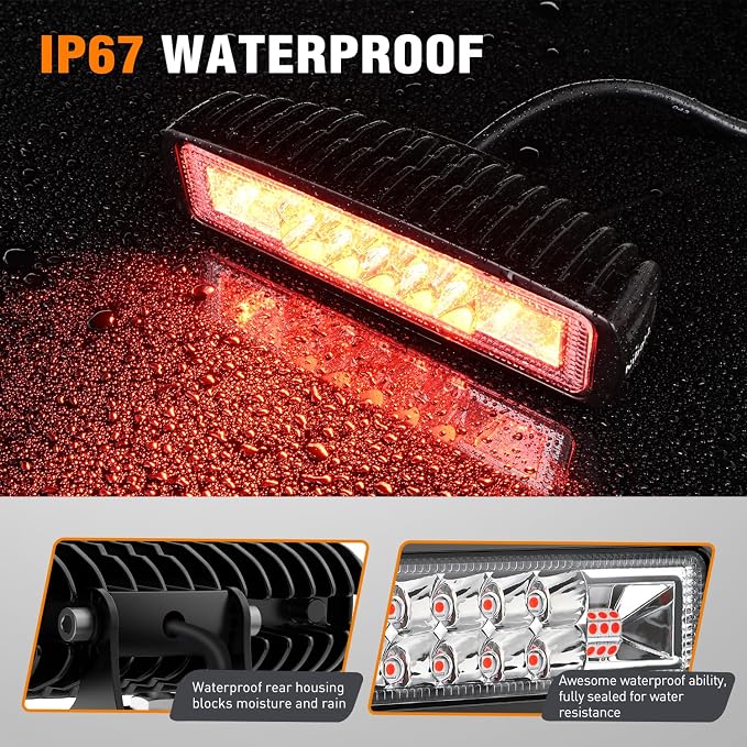 Nilight 6 Inch Red LED Light Pods 2 PCS 60W Flood Spot Combo Beam Off Road - Image 5