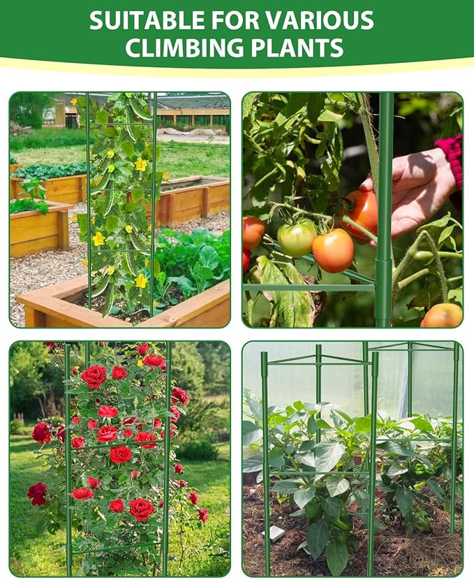 8 Pack Tomato Cages for Garden, 51in*13in Adjustable Tomatoes Plant Stakes - Image 3