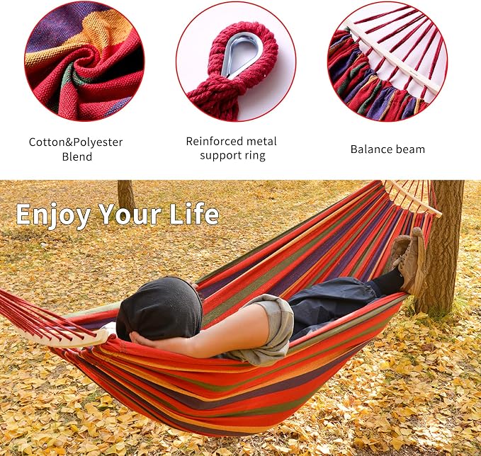 Hammock, Cotton Canvas Hammock Portable Camping Hammock - Image 3