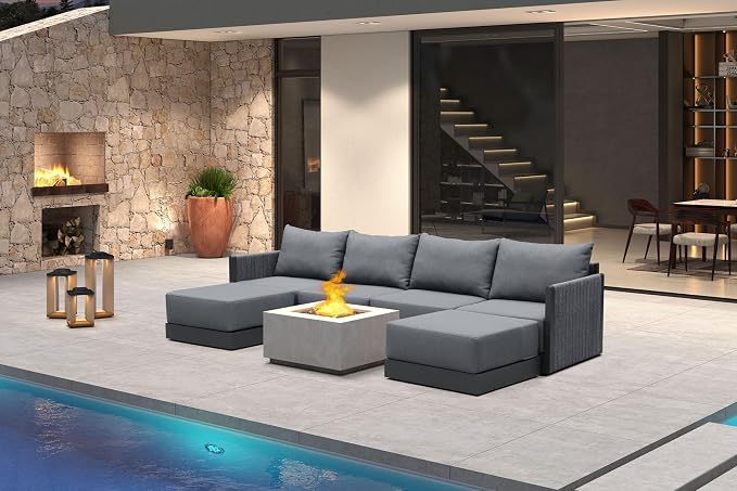 PURPLE LEAF Patio Furniture Set 6 Pieces Patio Seating Sofas by PURPLELEAF