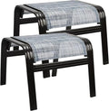 Outdoor Footstools for Patio, Textile Ottomans Metal Dining Footrests Stack by Deugold