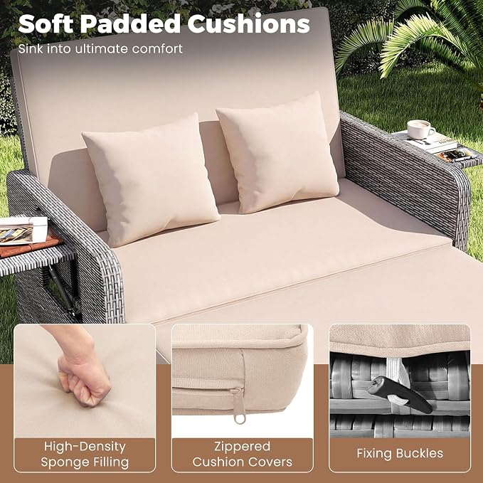 HAPPYGRILL Patio Rattan Wicker Daybed - Image 6