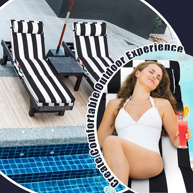 Wenqik 2 Pcs Outdoor Chaise Lounge Cushion - Image 4