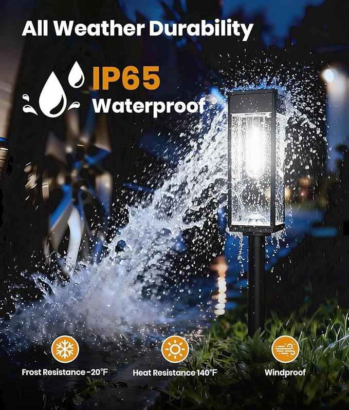 Solar Pathway Lights Outdoor, 2 Pack Bright Solar Lights Outdoor, IP65 - Image 6