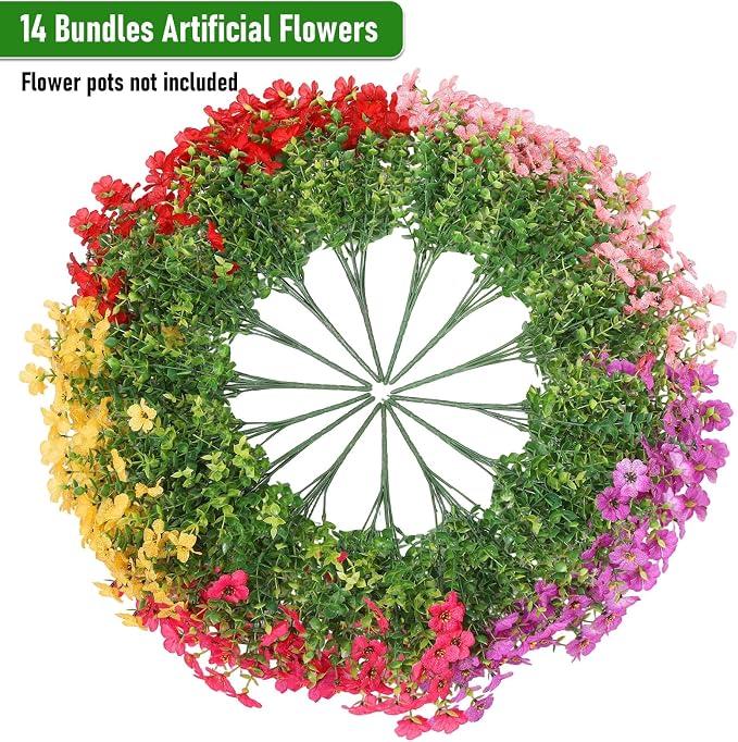 Artificial Flowers Outdoor Fake Plants, Faux Silk Flowers Plastic Plants - Image 5