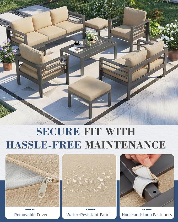 AECOJOY Aluminum Patio Furniture Set, 9 Seats Modern Outdoor Furniture - Image 4