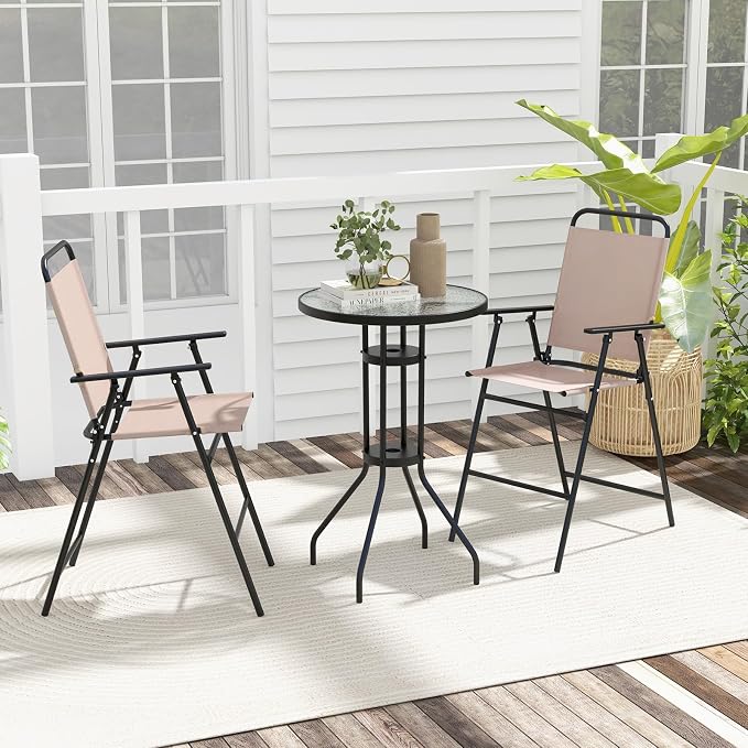Tangkula 3 Piece Outdoor Bar Set, Patio Round Bar Table - Image 2