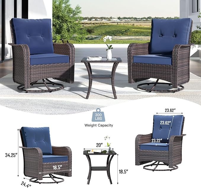 Kullavik 9 Pieces Outdoor Patio Furniture Set, PE Wicker Rattan Sectional Sofa - Image 9