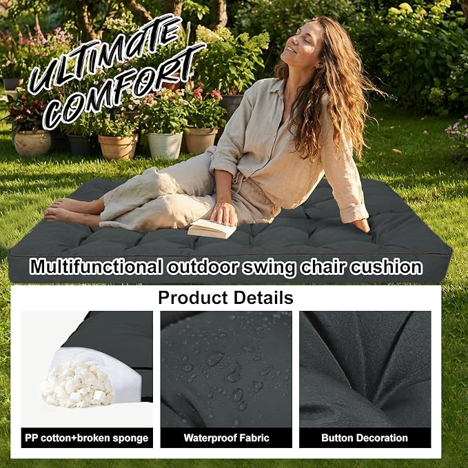 Waterproof Porch Swing Cushion Replacement, 2–3 Seat Swing Seat Cushion - Image 3