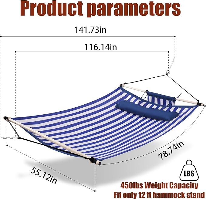 TegerDeger Anti-flip 12FT Hammock Large Hammock 450LB Capacity - Image 6