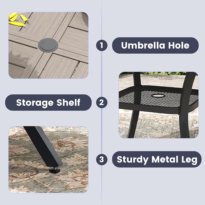 VICLLAX 40.6" Round Outdoor Table, Patio Dining Table - Image 5