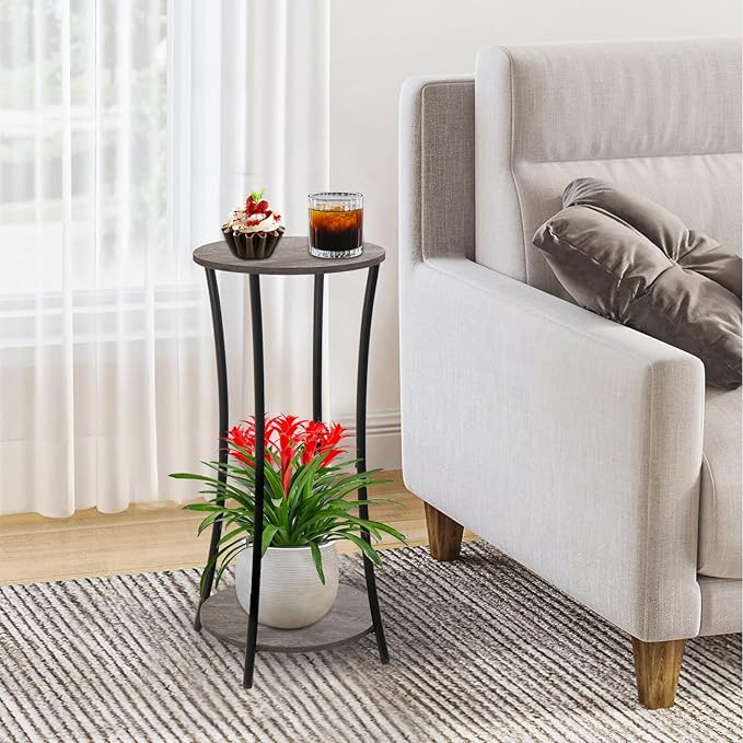 YINMIT Plant Stand Indoor, 2 Tier Round Potted Holder Rack, Flower Pot Stand - Image 2