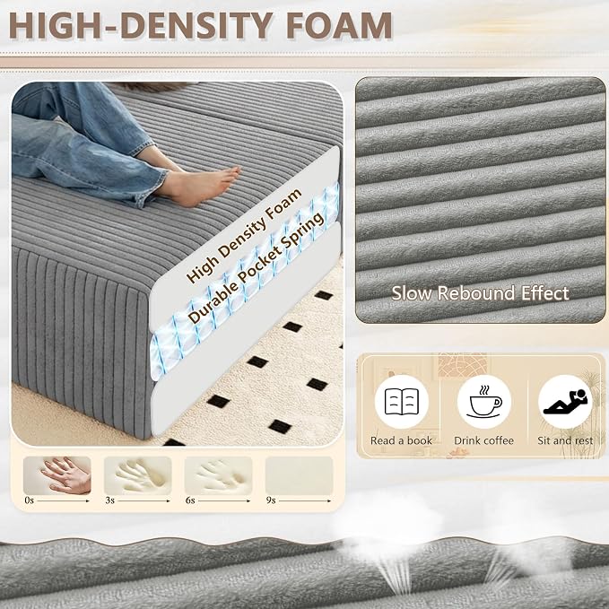 ODUWA Oversized Double Chaise Lounges Indoor, Upholstered Boneless Cloud - Image 5