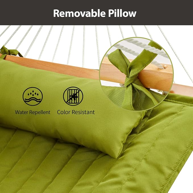 Outdoor Double Hammock with Hardwood Spreader Bars, Large Rope Hammock with - Image 7