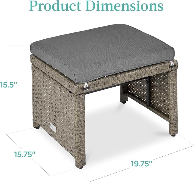 Best Choice Products Set of 2 Wicker Ottomans, Additional Seating, Side Table - Image 7