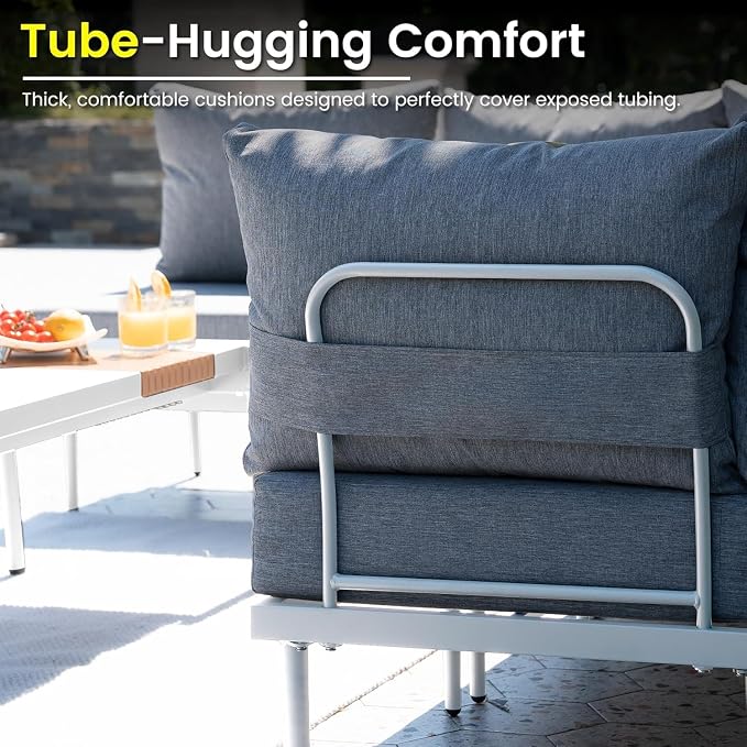 Sundale Outdoor 3 Pieces Patio Furniture Set, Metal Outdoor Sectional Sofa - Image 7