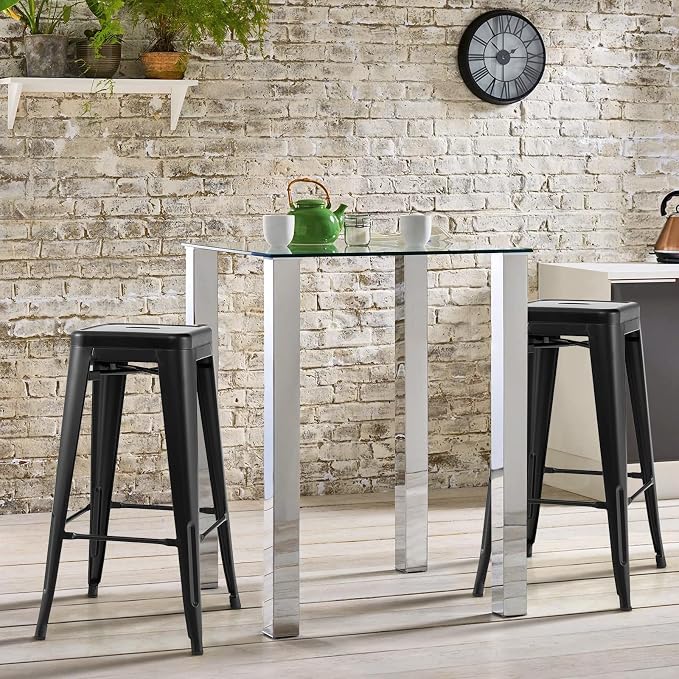 COSTWAY Bar Stools Set of 4, 30” Bar Height Metal Stools - Image 4