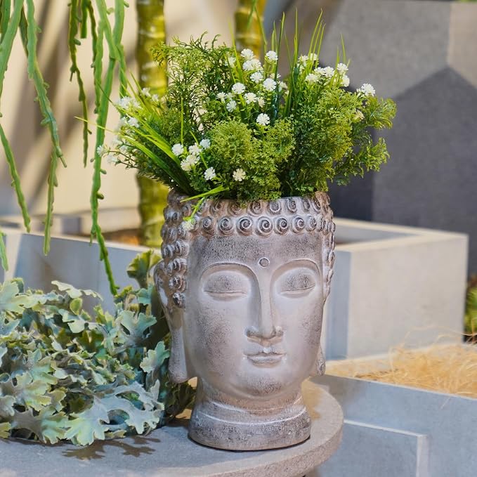 Buddha - Face Flower Pot - Head Planters - Garden Statue - Cactus Succulents - Image 6