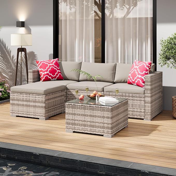GAOMON 5-Piece All-Weather Patio Furniture Set, Convertible Outdoor Sectional - Image 9