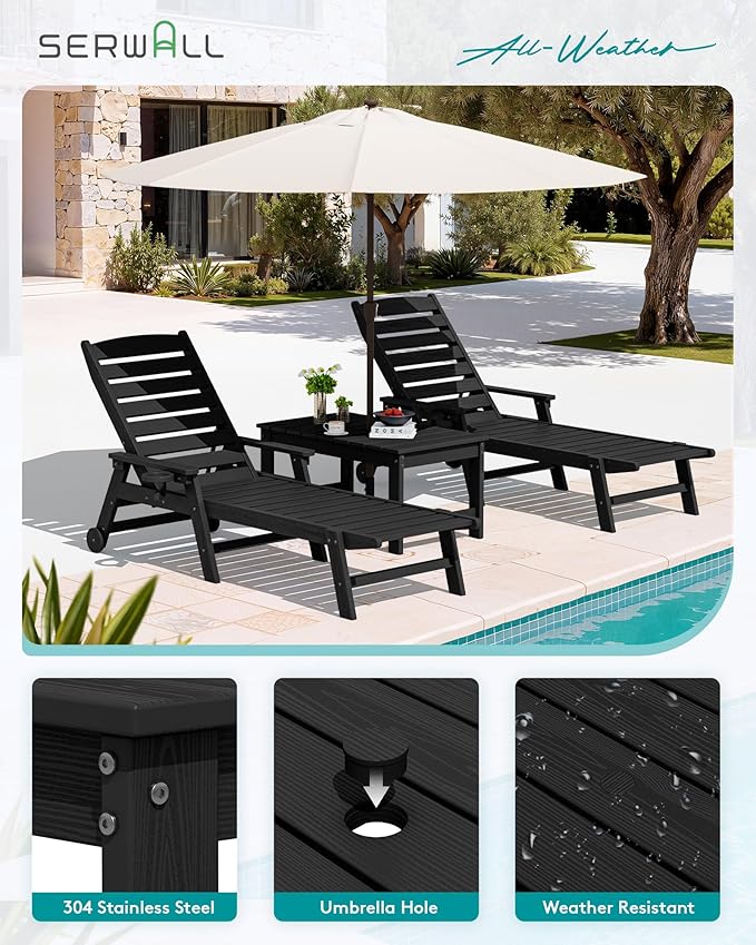 SERWALL Outdoor Coffee Table, HDPE Patio Coffee Table - Image 9