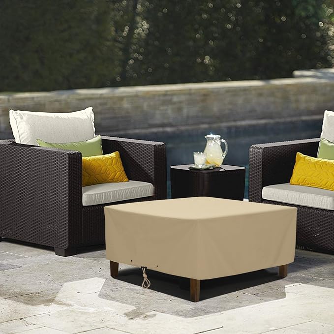 SunPatio Outdoor Ottoman Cover, Heavy Duty Waterproof Square Coffee Table Cover - Image 7