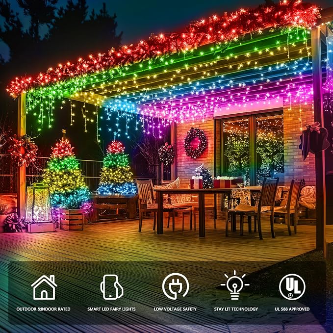 JMEXSUSS 200 LED RGB String Light Outdoor Indoor, Christmas Lights Outdoor - Image 4